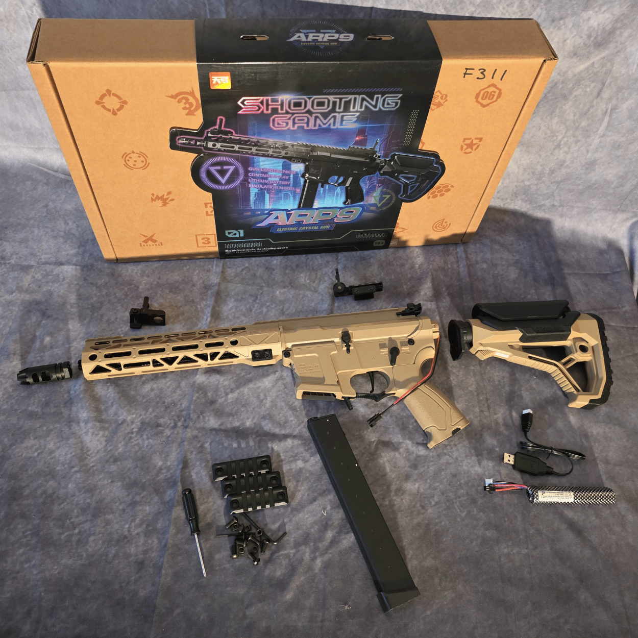 ARP9 Long Elite Tan â Elektrischer GelBlaster